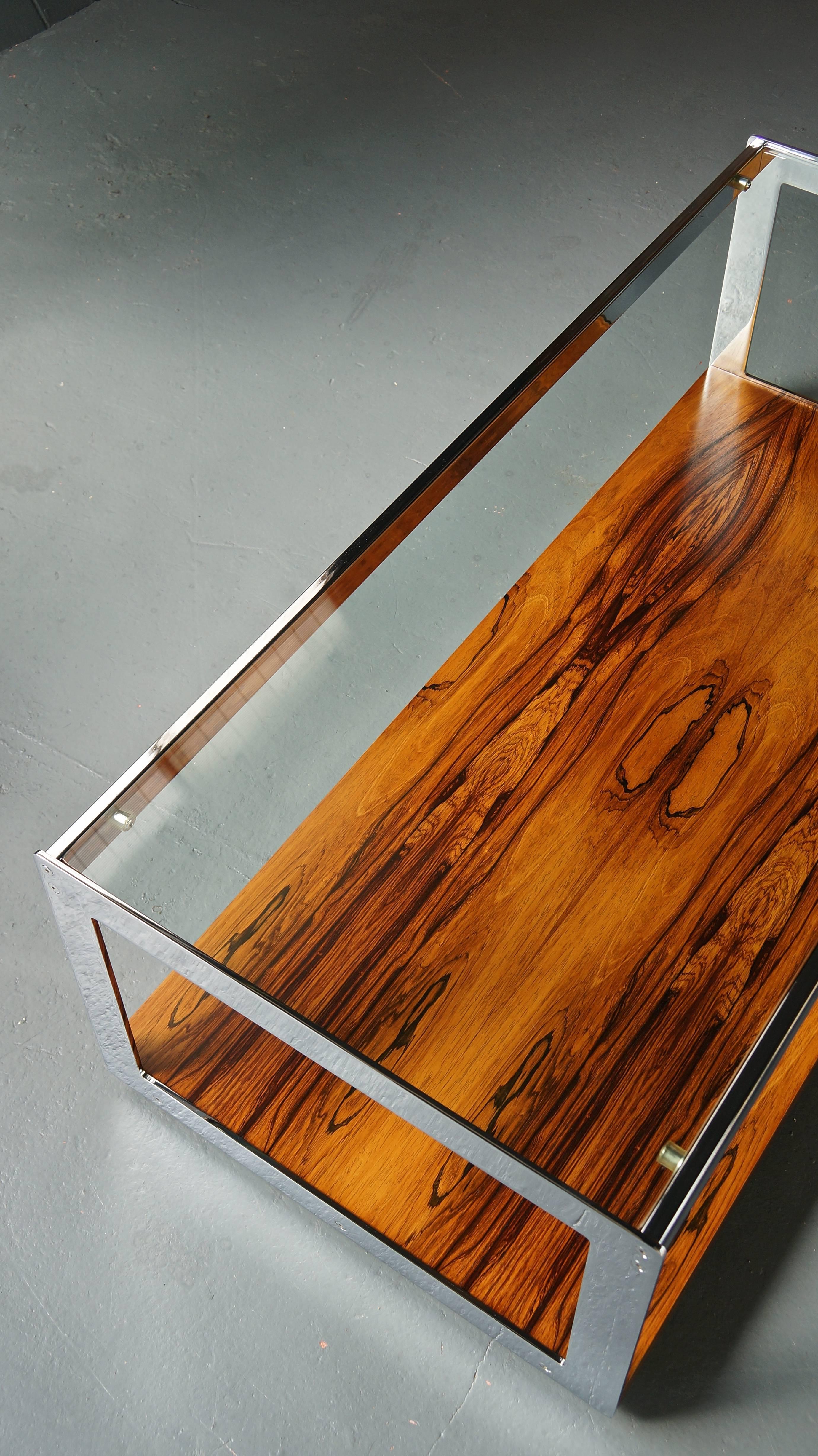 Vintage Chrome and Rosewood Coffee Table by Richard Young for Merrow Associates In Excellent Condition For Sale In Huddersfield, GB