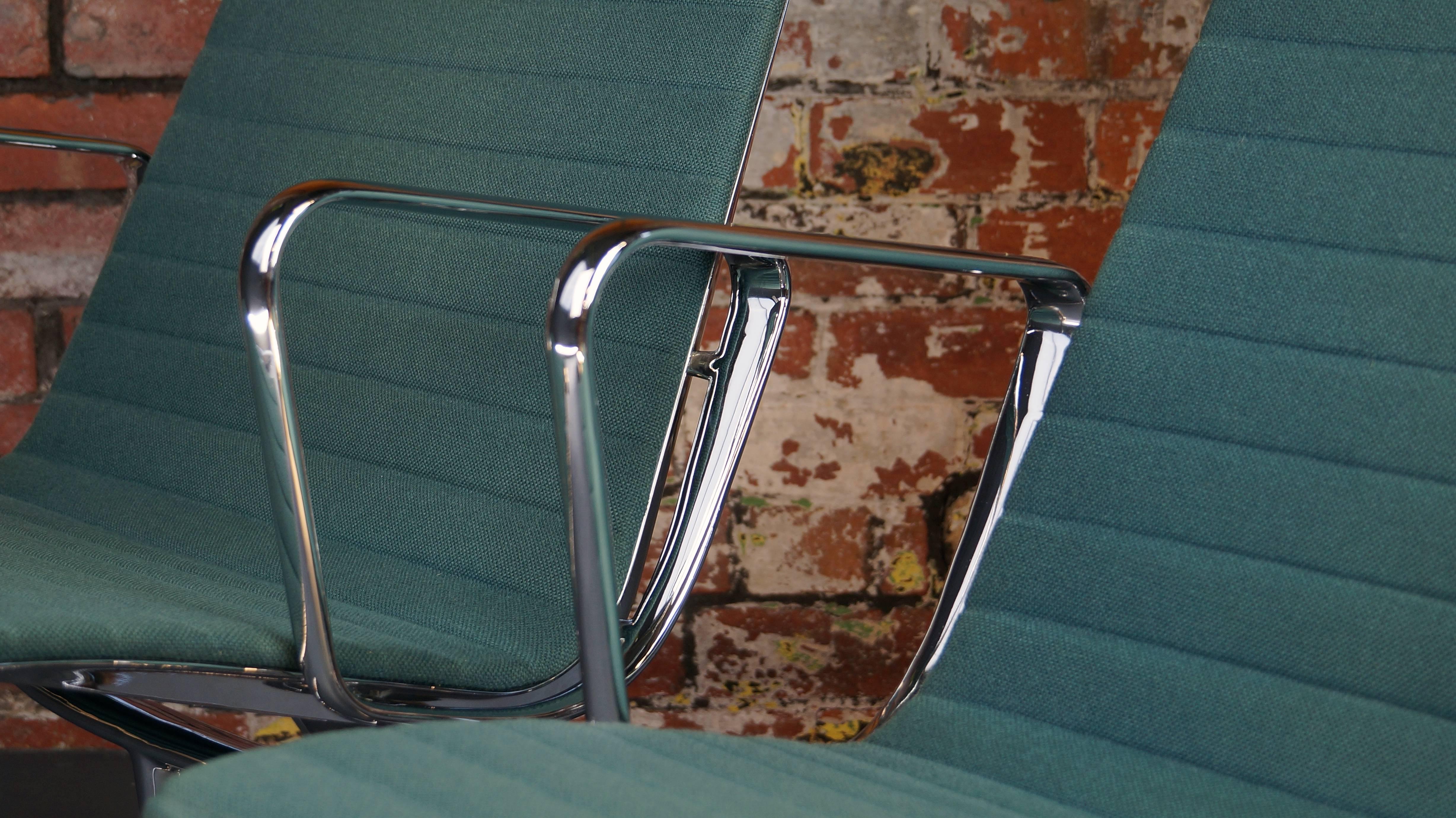 Charles Eames EA 116 Hopsack Lounge Chairs Teal Green Blue Vintage Midcentury 3