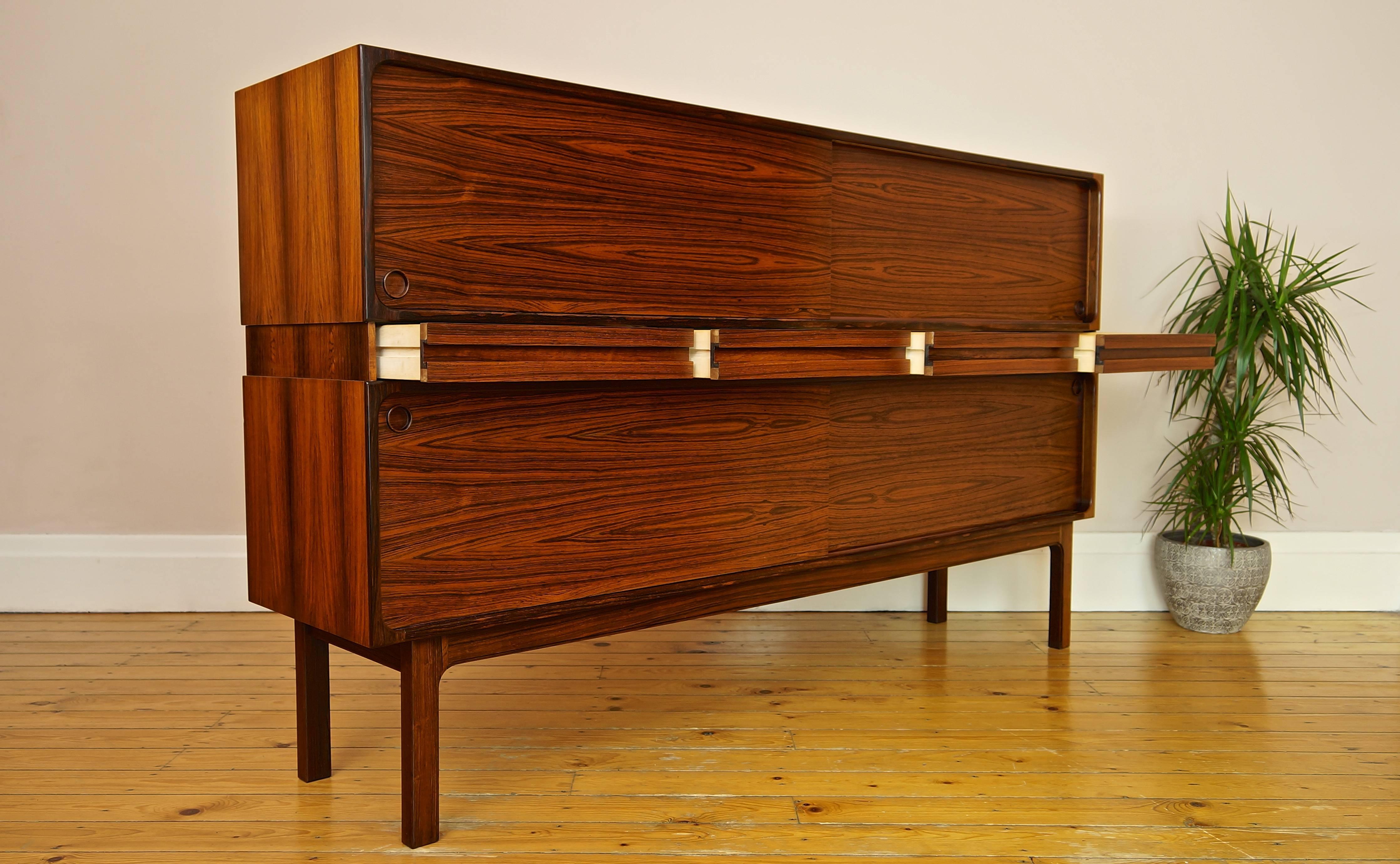 Rare Vintage Danish Rosewood Two-Tier Sideboard by Sigfred Omann 1