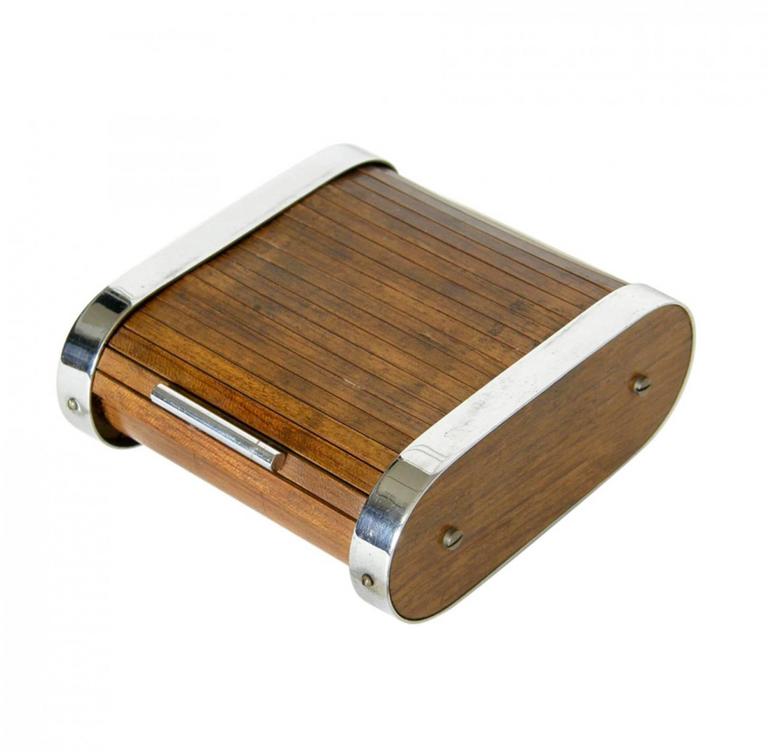 Early Tambour Roll Top Cigarette Or Storage Box By Carl Art Deco Early Tambour Roll Top Cigarette Or Storage Box By Carl Auböck For