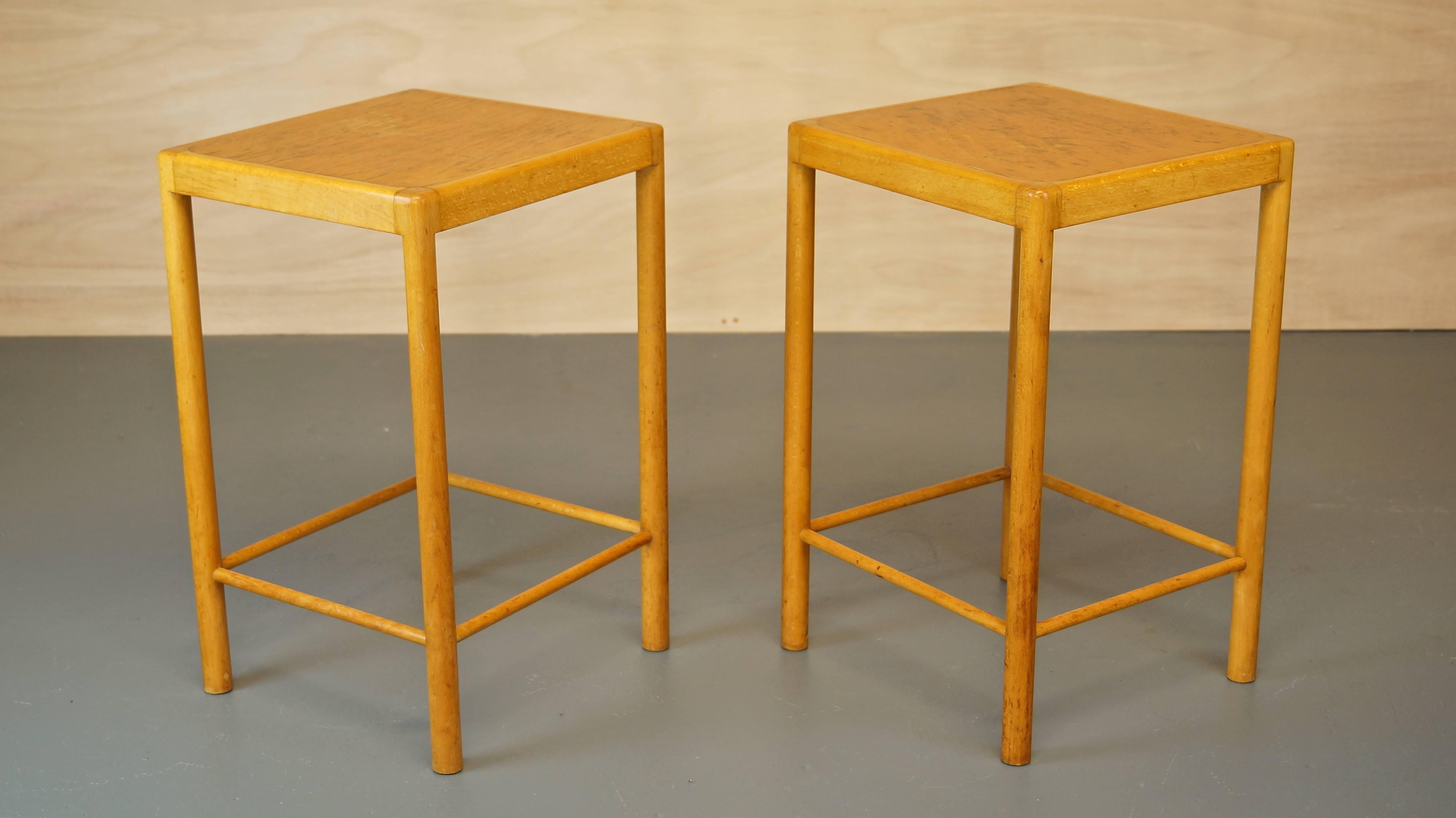 Pair of Rare Early Vintage Fritz Hansen Side/End Tables in Beech, 1940s In Good Condition In Huddersfield, GB