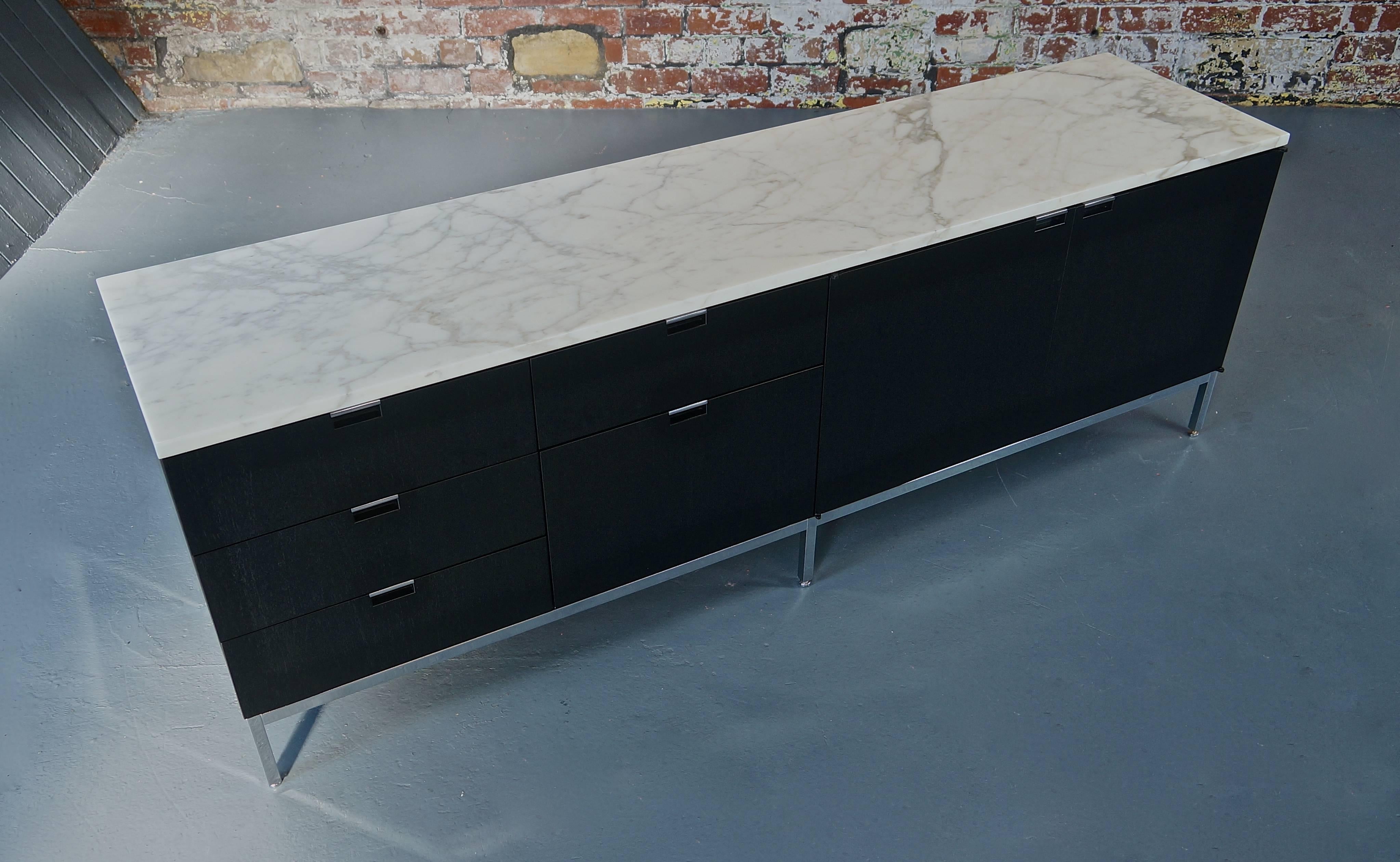 Aluminum Florence Knoll Calacatta Marble and Ebonized Oak Sideboard / Credenza 190 (2)