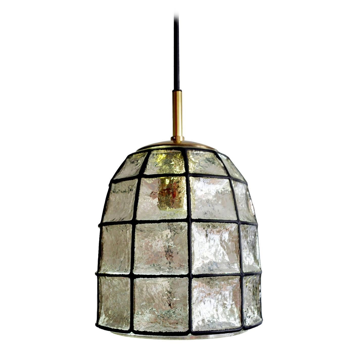 Beautiful Vintage Glass and Iron Pendant Ceiling Lamp, 1960s
