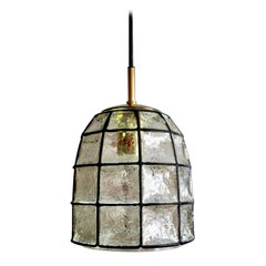 Beautiful Vintage Glass and Iron Pendant Ceiling Lamp, 1960s