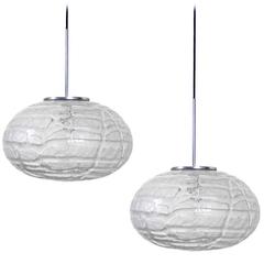 Two Extra Large Massive Glass Globe Pendants Lights by Doria, Germany, 1970s 6