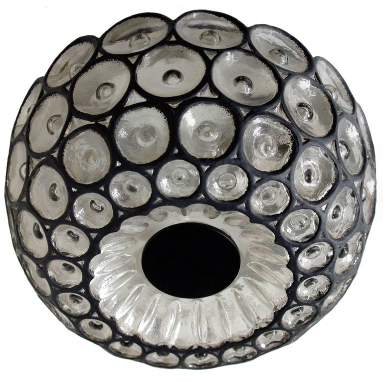 Large German Vintage Blown Glass Ceiling or Wall Light Flush Mount