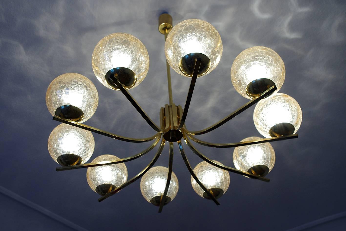 Spectacular vintage Sputnik - Orbit chandelier with ten glass globes, 
Germany, 1960s.
  