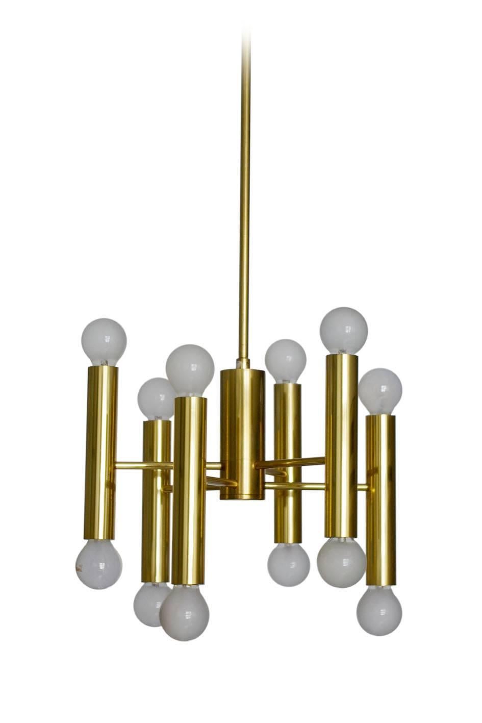 Mid-Century Modern Italian Vintage Modernist Sciolari Tube Chandeliers Ceiling Lights Pendants For Sale