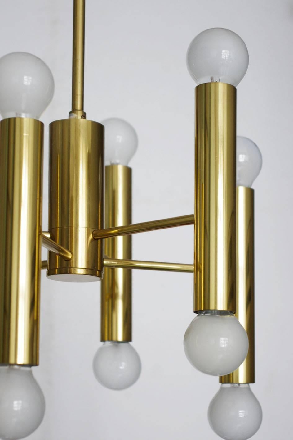 20th Century Italian Vintage Modernist Sciolari Tube Chandeliers Ceiling Lights Pendants For Sale