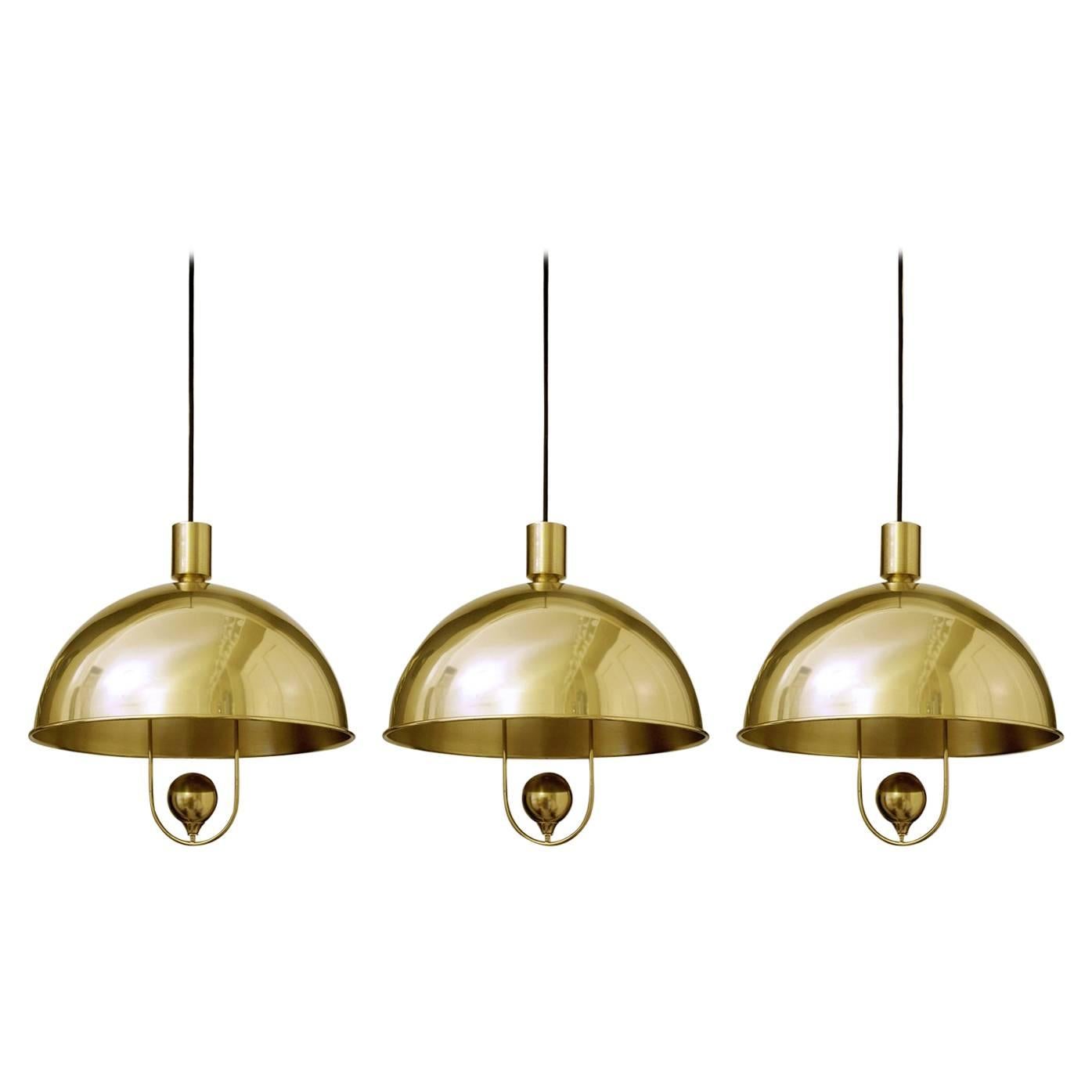 Very Rare Brass Pendants Ceiling Lights by Florian Schulz, Germany, 1960s