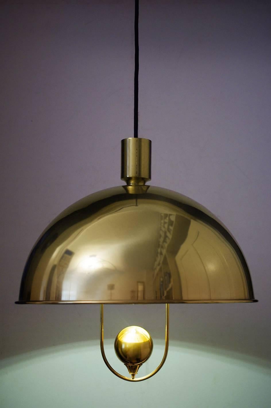 Mid-Century Modern Very Rare Brass Pendants Ceiling Lights by Florian Schulz, Germany, 1960s