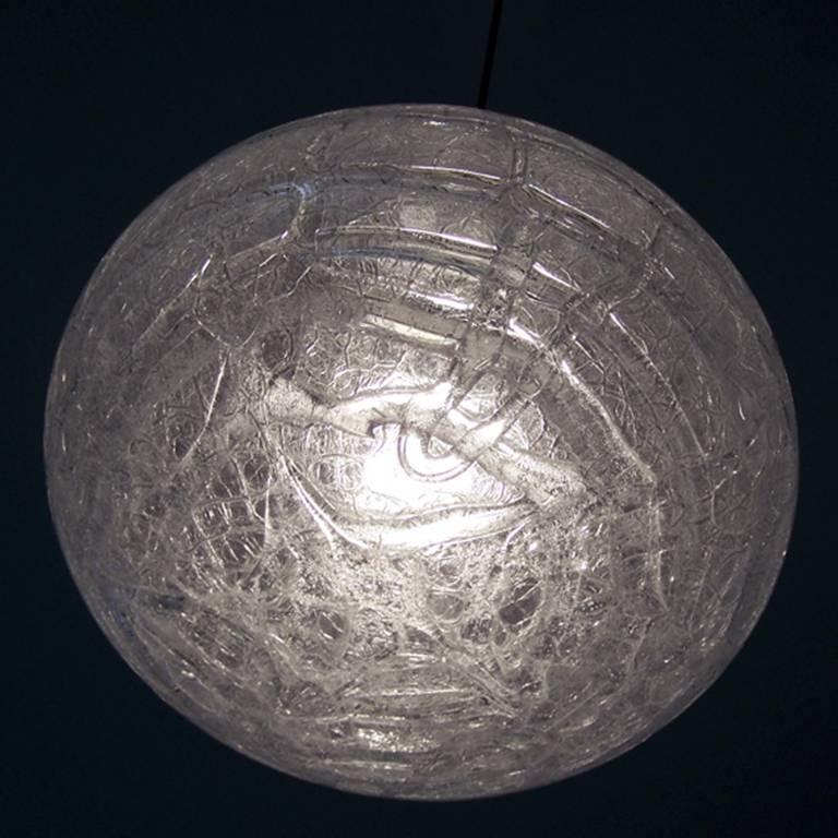 Mid-Century Modern Two Extra Large Massive Glass Globe Pendants Lights by Doria, Germany, 1970s For Sale
