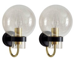 Set von drei seltenen modernistischen Glaskugeln-Wandleuchtern, Deutschland 1960er Jahre