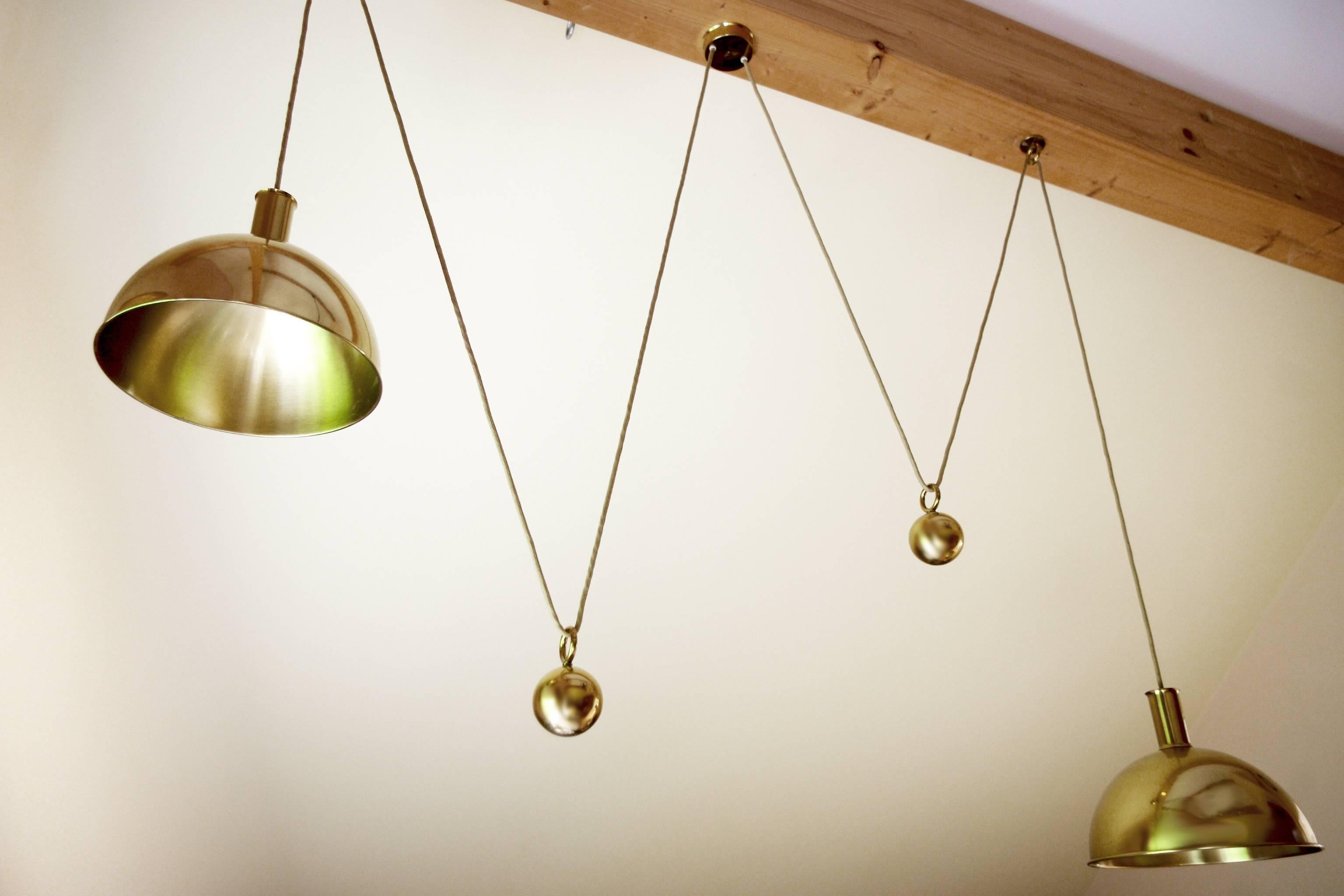 Polished Vintage Double Posa Counterweight Pendant Lamp Ceiling Light by Florian Schulz