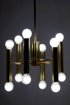 Italien Vintage Sciolari Tube Chandelier Ceiling Pendant Light,  1960s