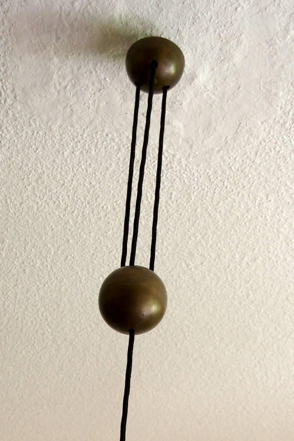 German Large Adjustable Counterweight Pendant Lamp Matte Brushed Brass, Florian Schulz