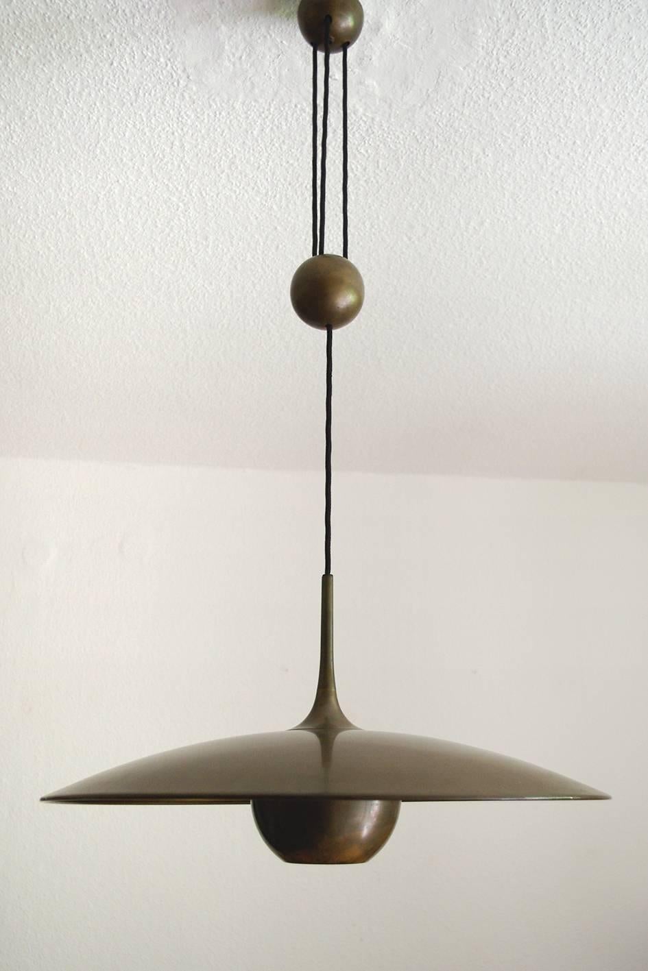 Large Adjustable Counterweight Pendant Lamp Matte Brushed Brass, Florian Schulz 1