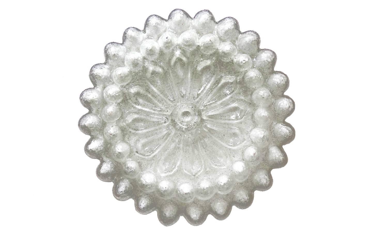 Rare Vintage White Crystal Glass Ceiling or Wall Flush Mount 1960s For Sale 3