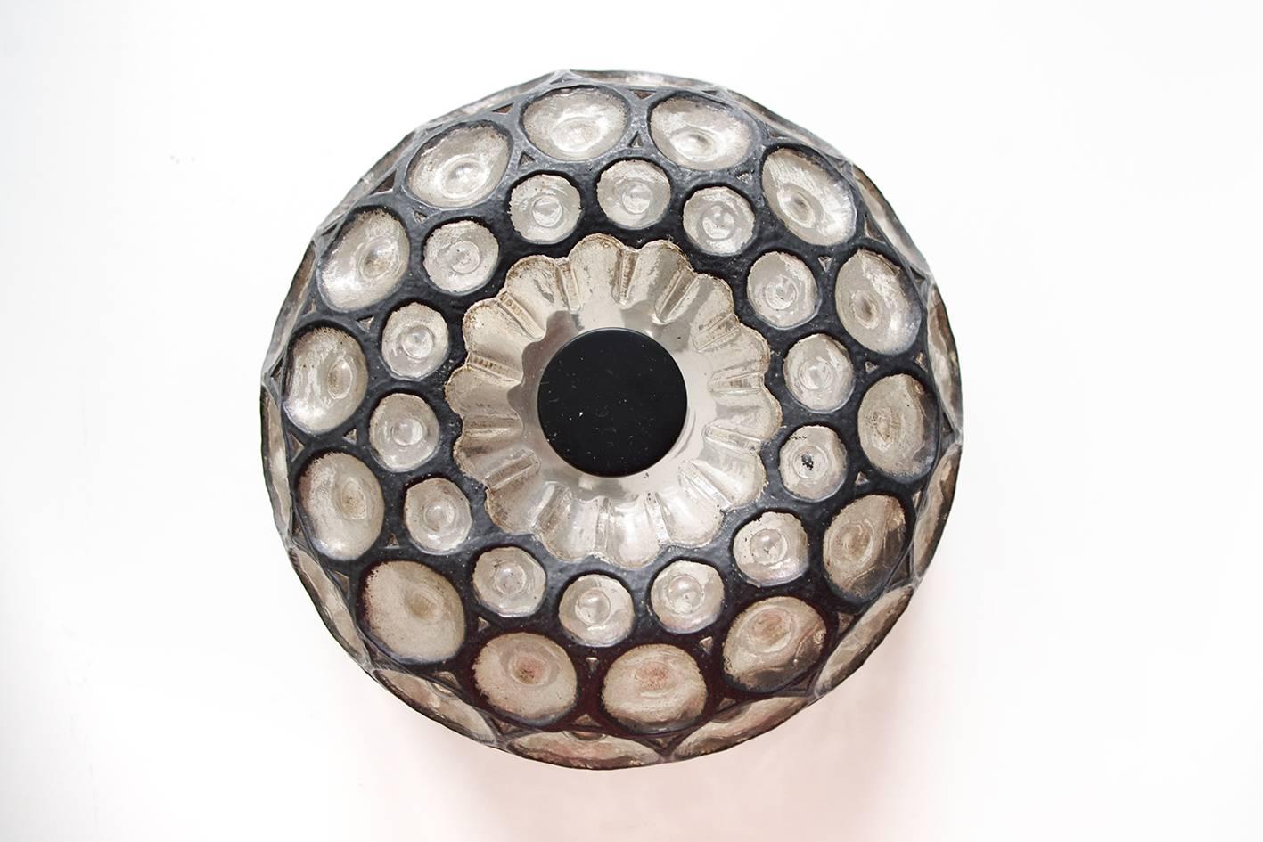 Mid-Century Modern Rare Iron and Glass Ceiling or Wall Flush Mount by Limburg, 1960s