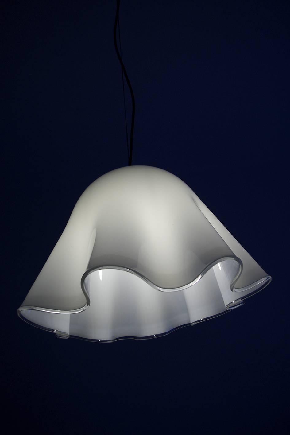 Large Vintage Murano Glass Fazzoletto Pendant Ceiling Light by Kalmar, 1960s In Good Condition In Berlin, DE