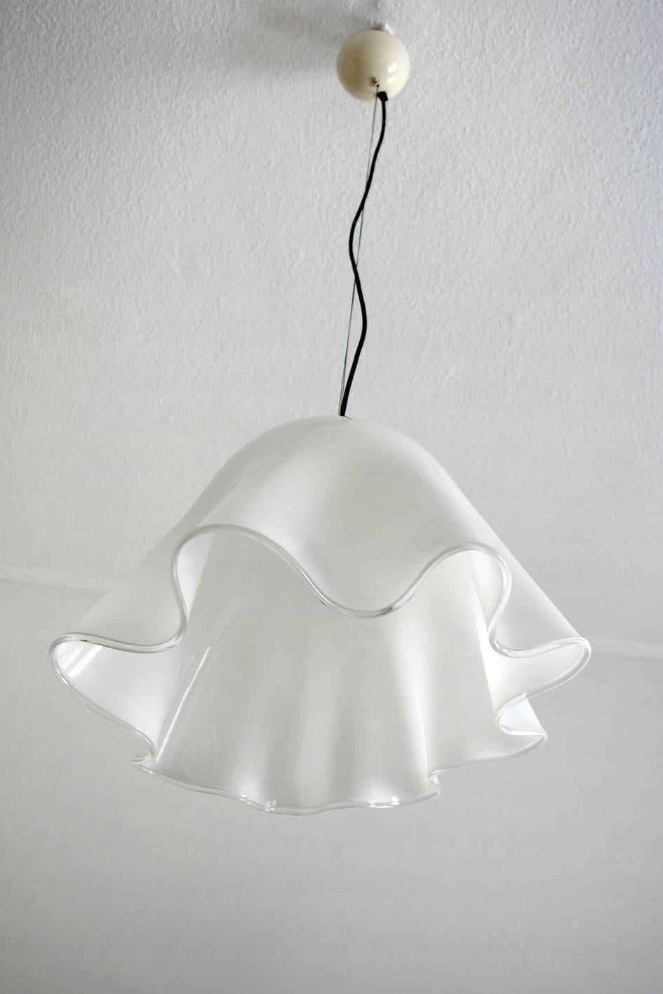20th Century Large Vintage Murano Glass Fazzoletto Pendant Ceiling Light by Kalmar, 1960s