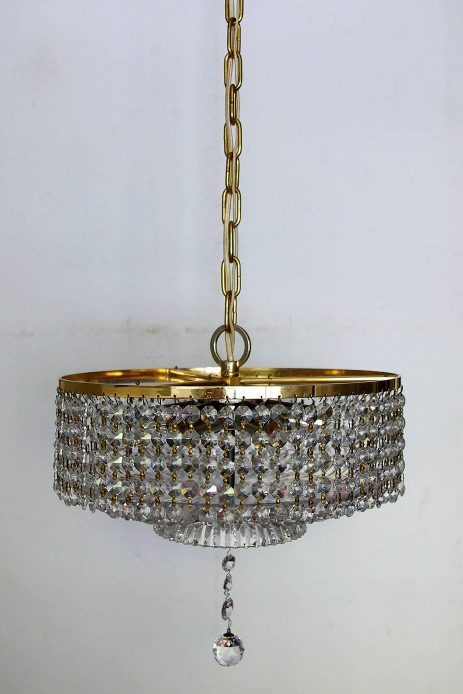 Brass Wonderful German Vintage Ceiling Light Chandelier, 1960s For Sale