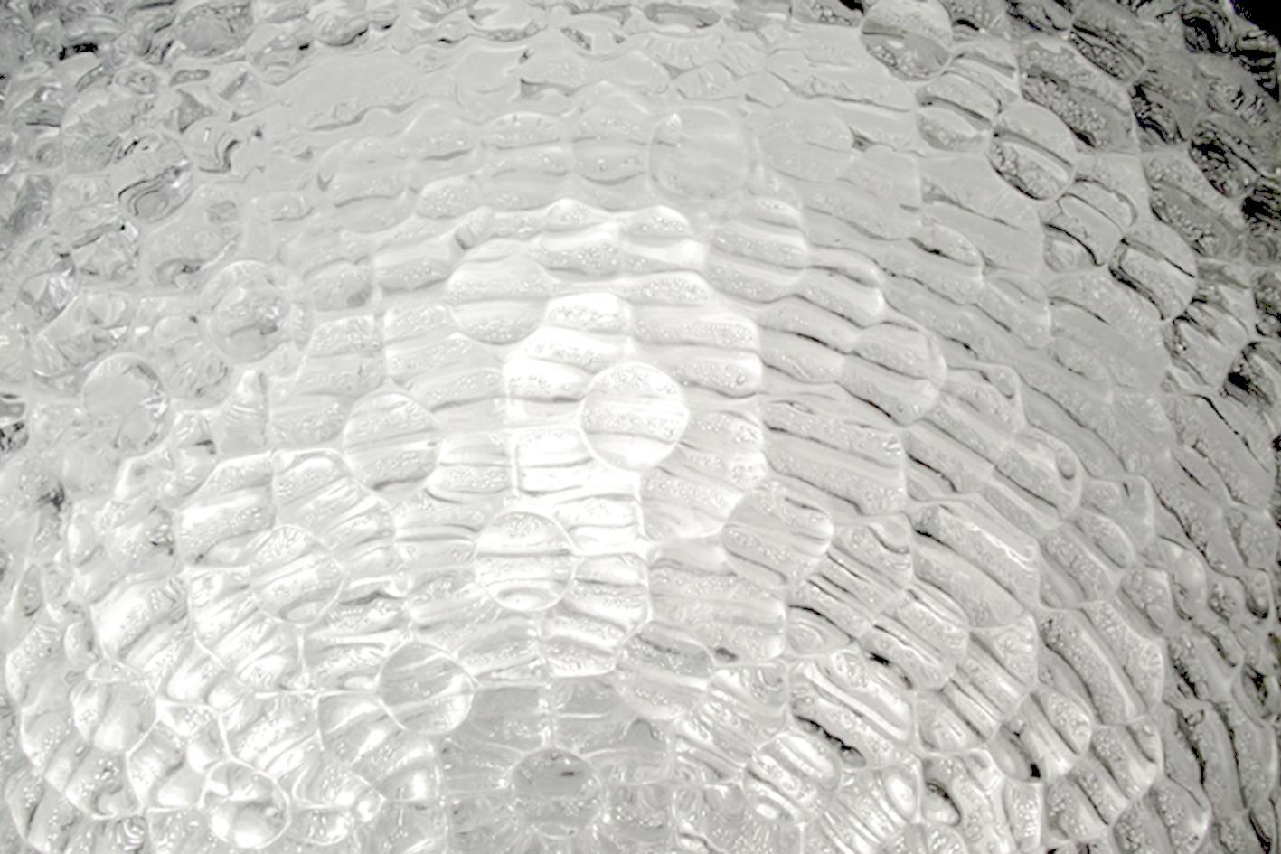 20th Century Large German Vintage Ice bubble Glass Ceiling Light Flush Mount by Kaiser 1960s