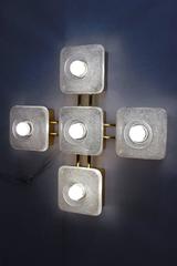 Massive Bubble Glass and Brass Ceiling Wall Light Flush Mount Chandelier, 1960s