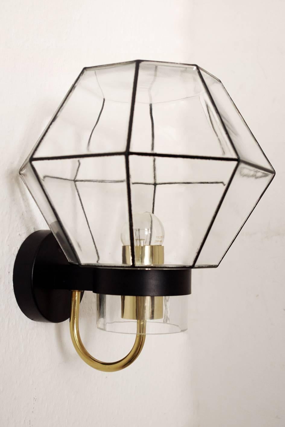 Brass One of...  Rare German Vintage Art Déco Style Sconce Wall Light 1960s For Sale