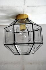 Pair of German Vintage Glass Ceiling or Wall Flush Mounts, 1960