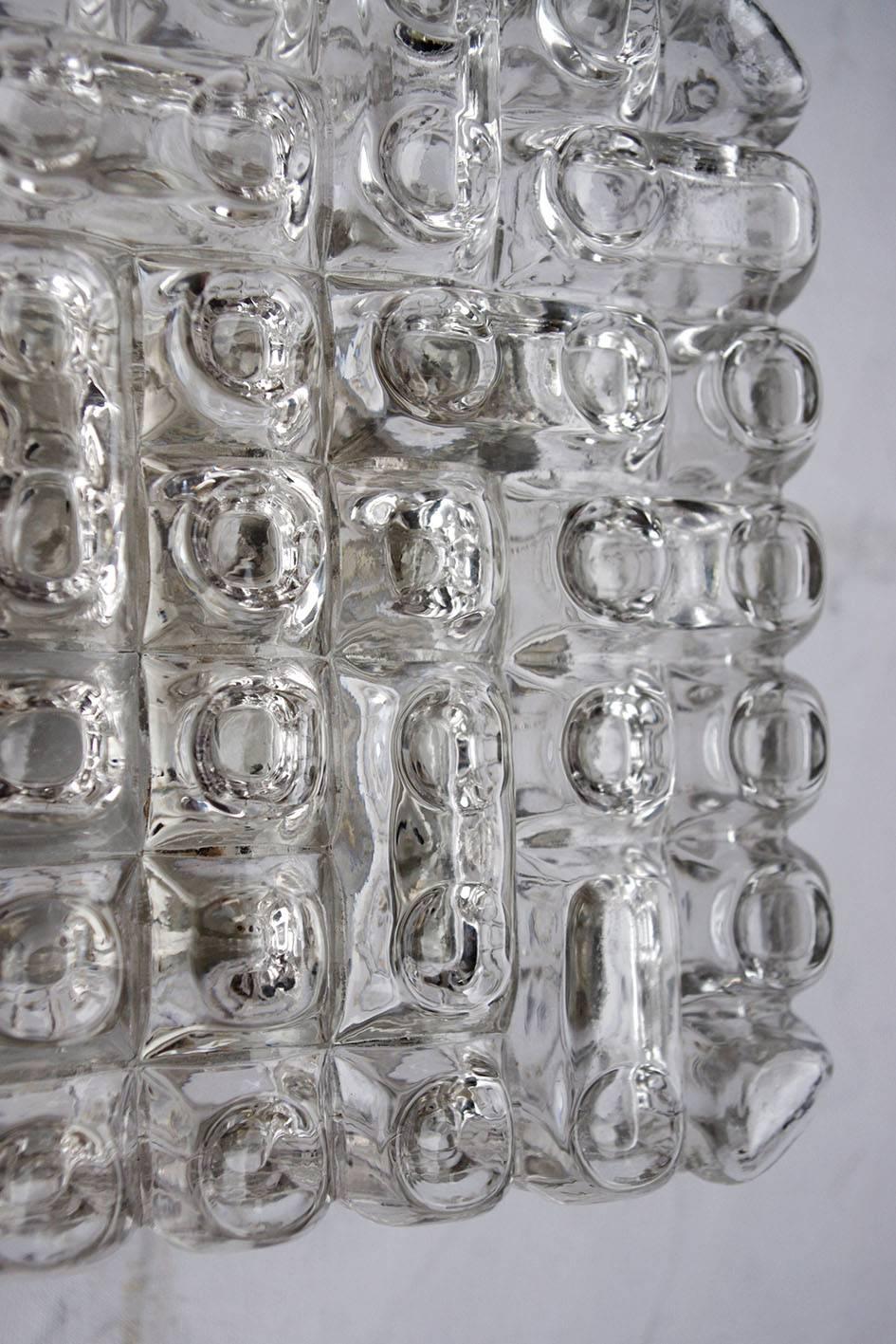 German Vintage Blown Geometric Glass Ceiling or Wall Flush Mounts Sconces 1960s For Sale 1