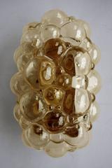 Four German Vintage Amber Bubble Glass Sconces Flush Mounts 1960s
