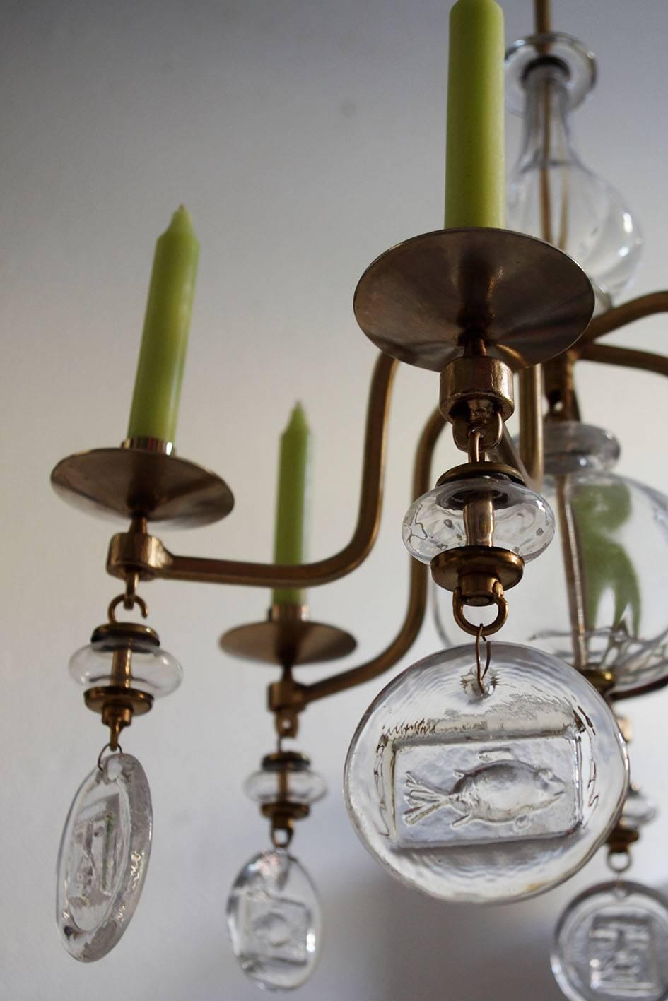 candelabrum with pendants of glass