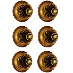 Italian Vintage Gold-Plated Wall Ceiling Lights Flush Mounts, 1950s