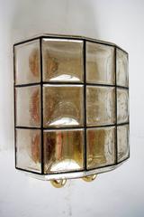 Pair of German Vintage Bubble Glassand Brass Sconces Wall Lights, 1960s