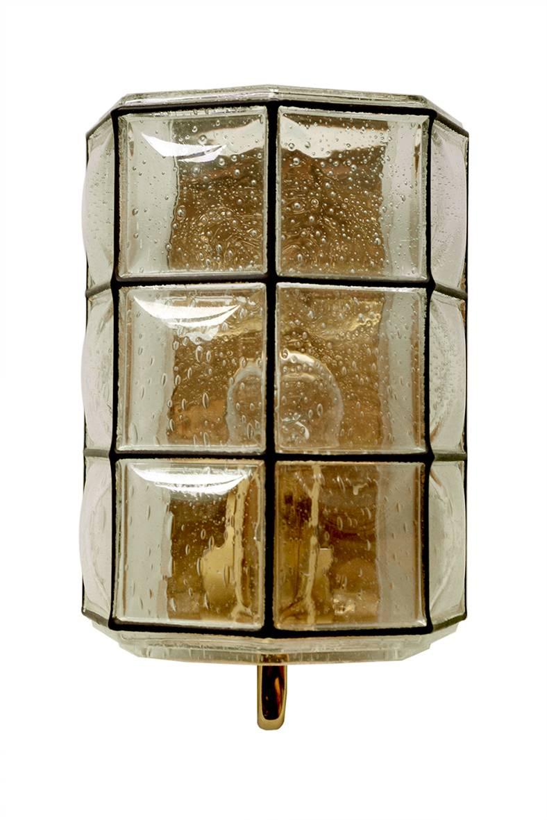 Pair of German Vintage Bubble Glassand Brass Sconces Wall Lights, 1960s For Sale 4