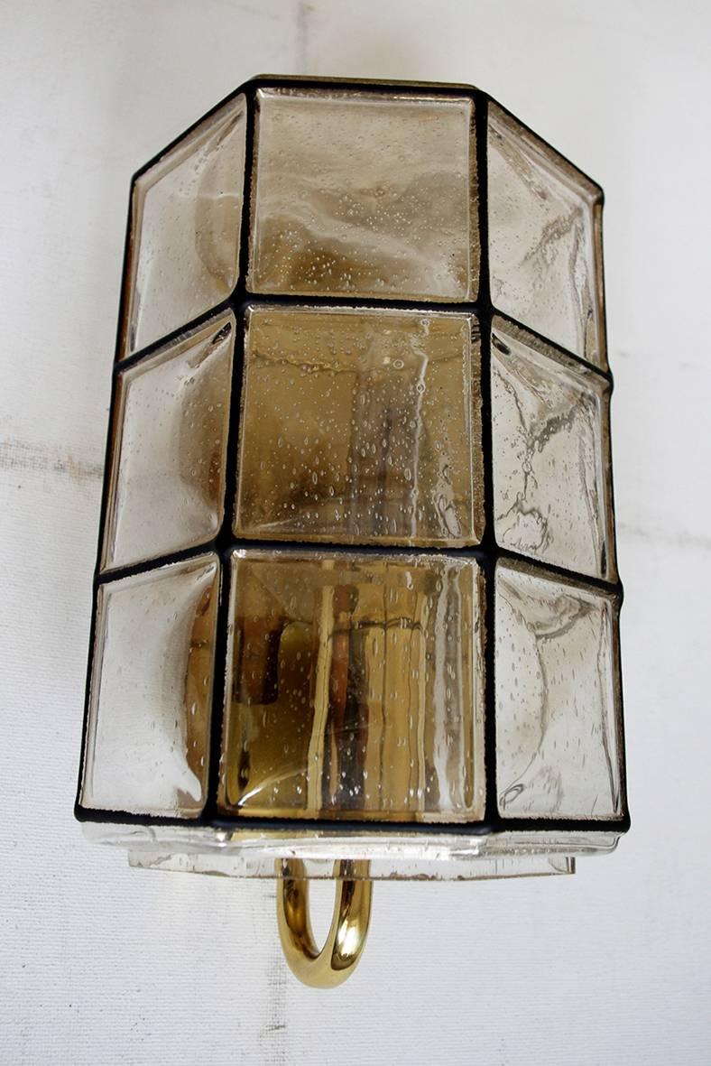 Pair of German Vintage Bubble Glassand Brass Sconces Wall Lights, 1960s For Sale 3