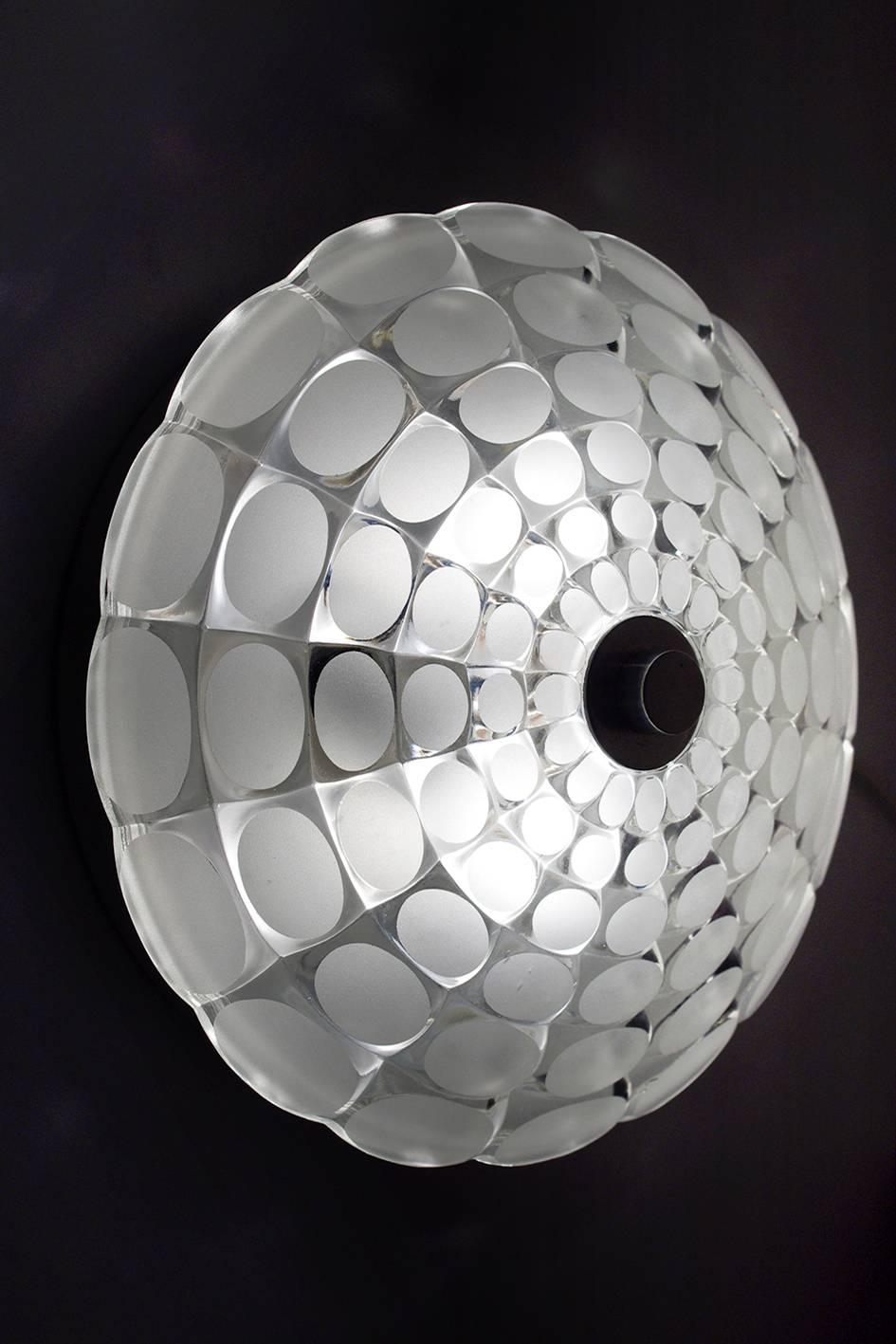 Tres Plafones de Pared de Cristal Alemanes Vintage, Años 60 Alemán en venta