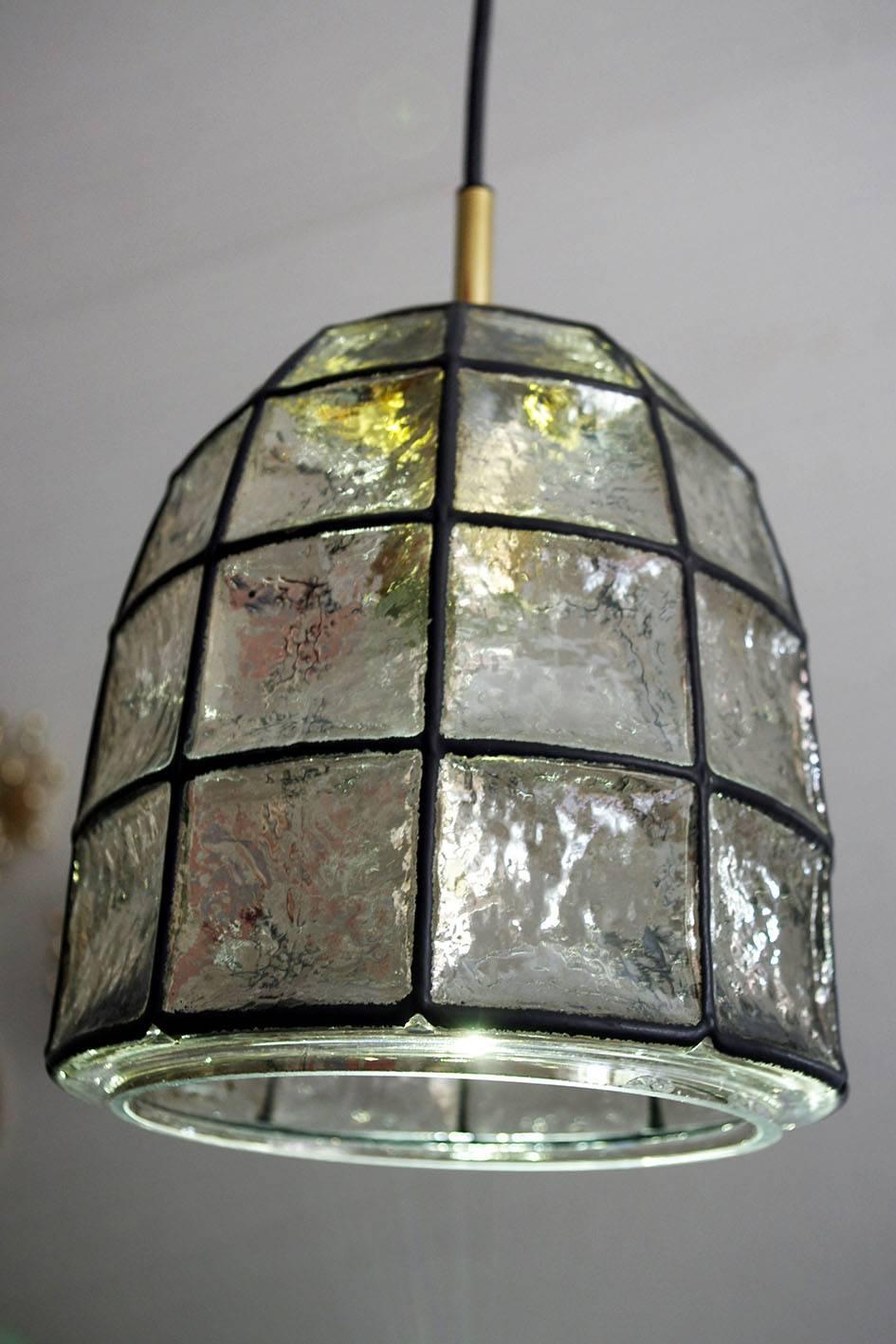 Beautiful glass and brass pendant by Limburg,
Germany, 1960s.

Lamp sockets: One x E27 (US E26)