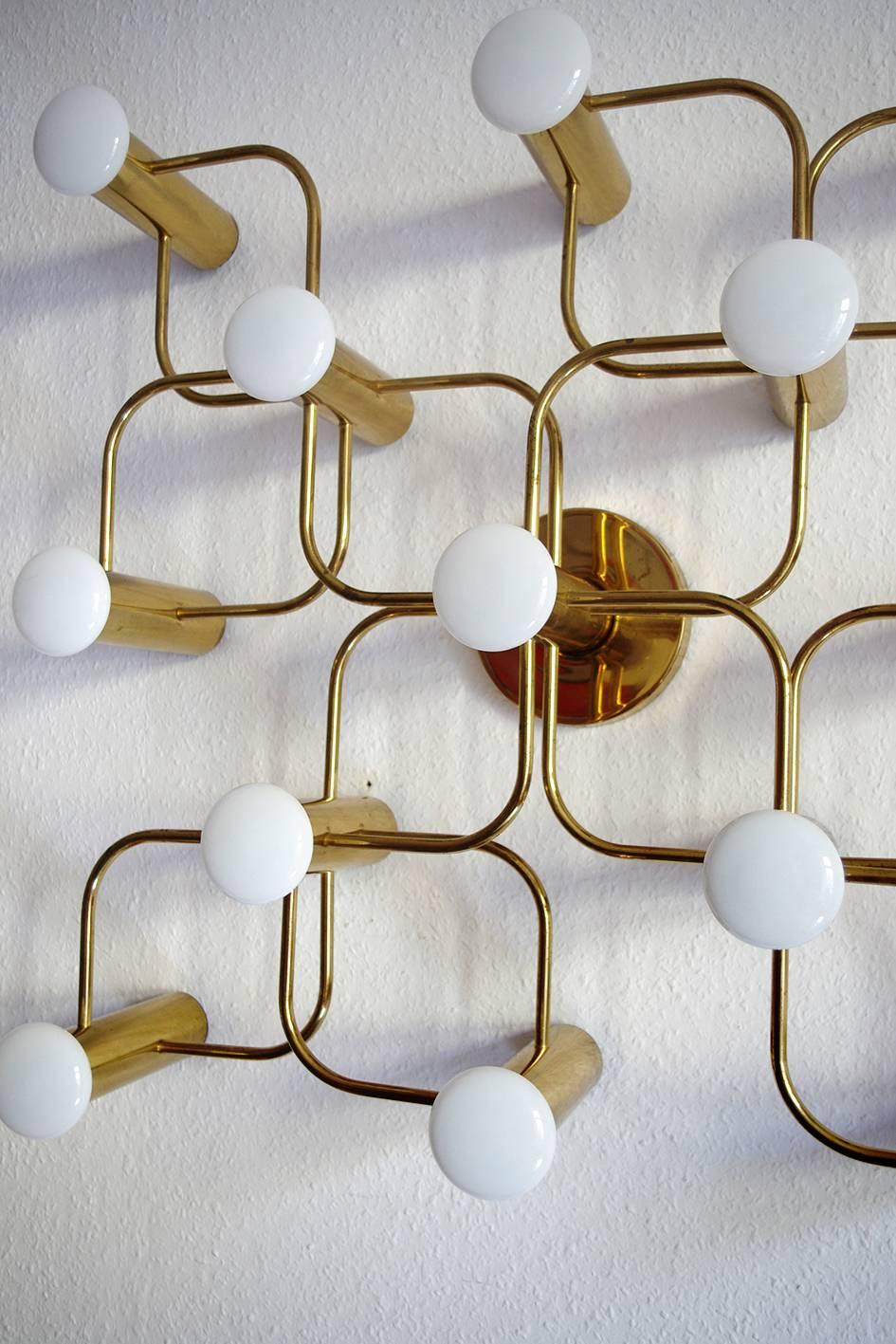 Minimalist Spectacular Sculptural Ceiling or Wall Flush Mount Chandelier by Leola, 1960s