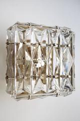 Pair of Austrian Vintage Crystal Glass Wall Ceiling Lights Sconces, 1960s
