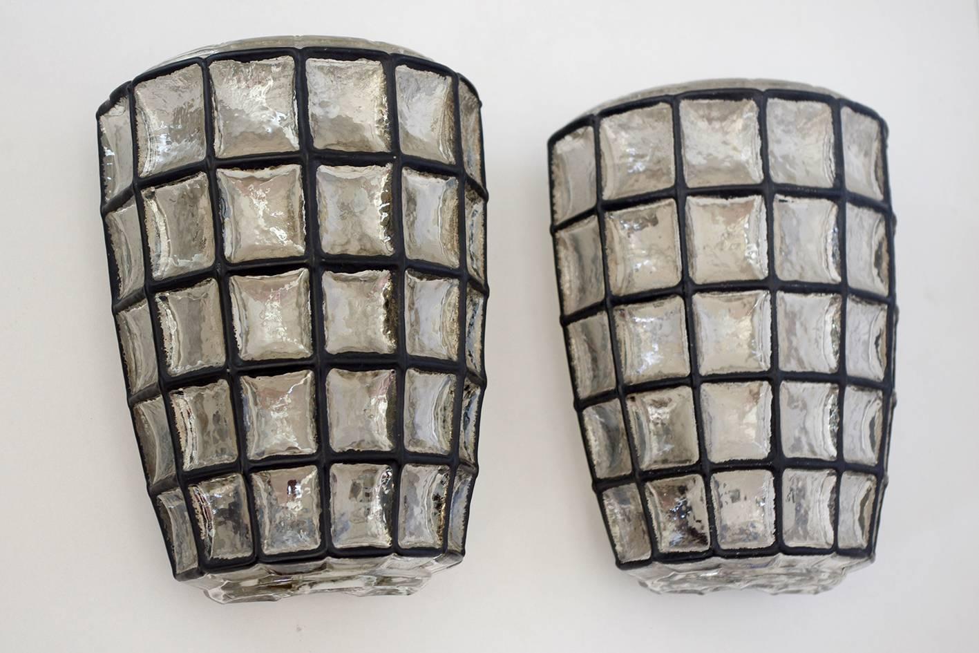 20th Century Pair of German Vintage Bubble Glass Sconces Wall Lights, 1960s