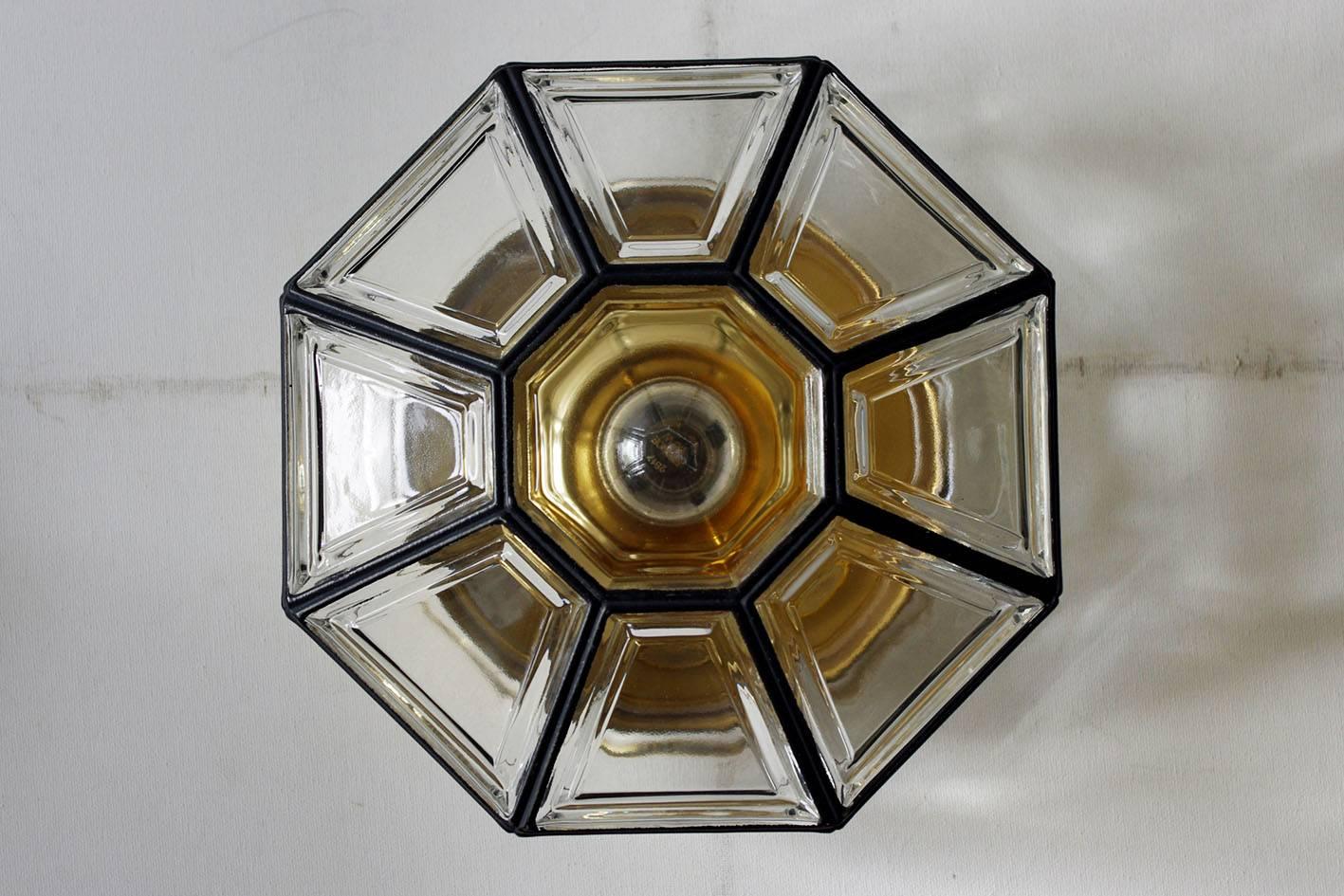 Wonderful large handblown glass flush mount by Limburg, 
Germany, 1960s.
Lamp sockets: 1x E27 (US E26)