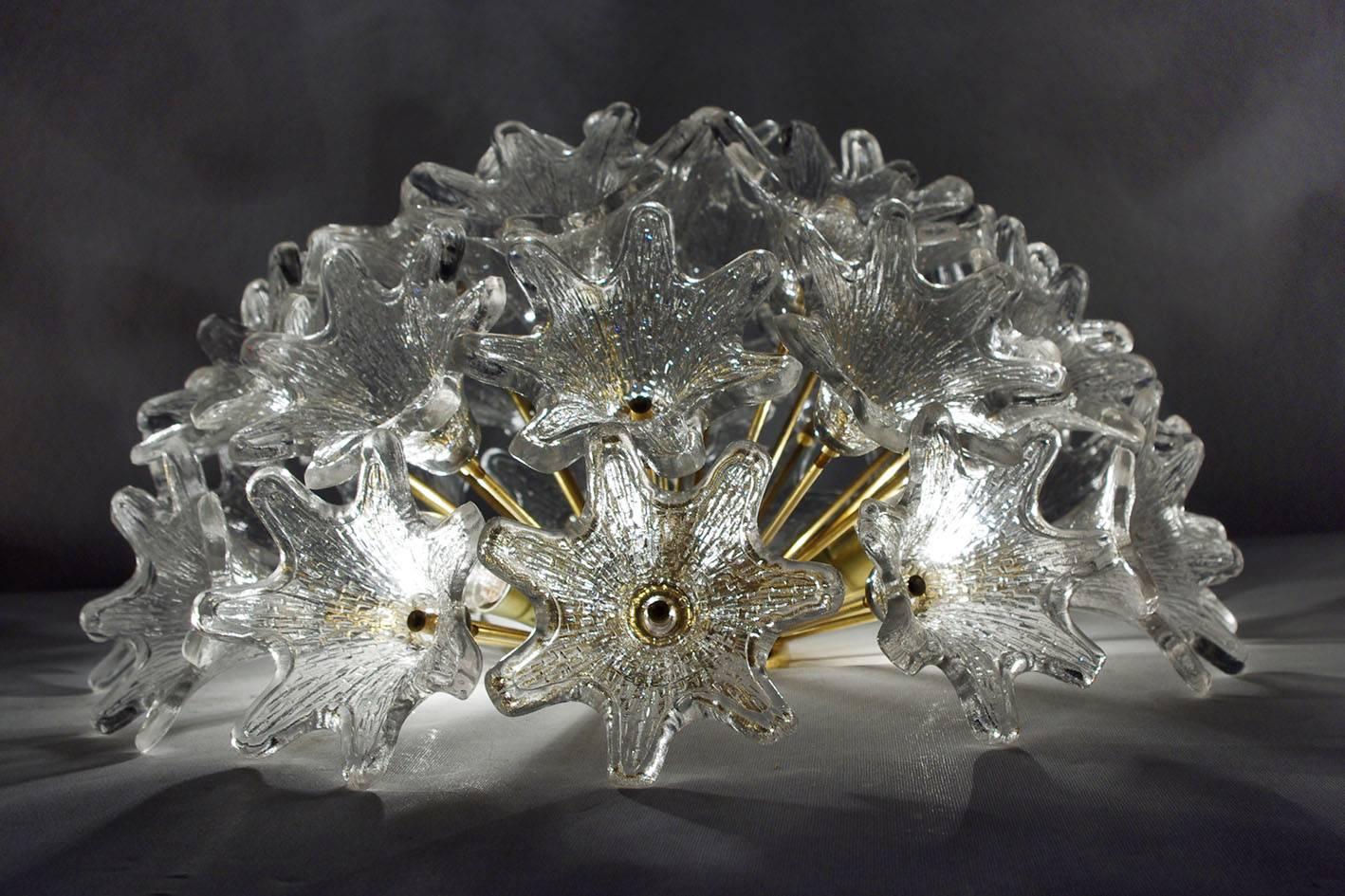 Murano Glass Wall Ceiling Light Flush Mount Chandelier by Venini for VeArt 1960s In Excellent Condition In Berlin, DE