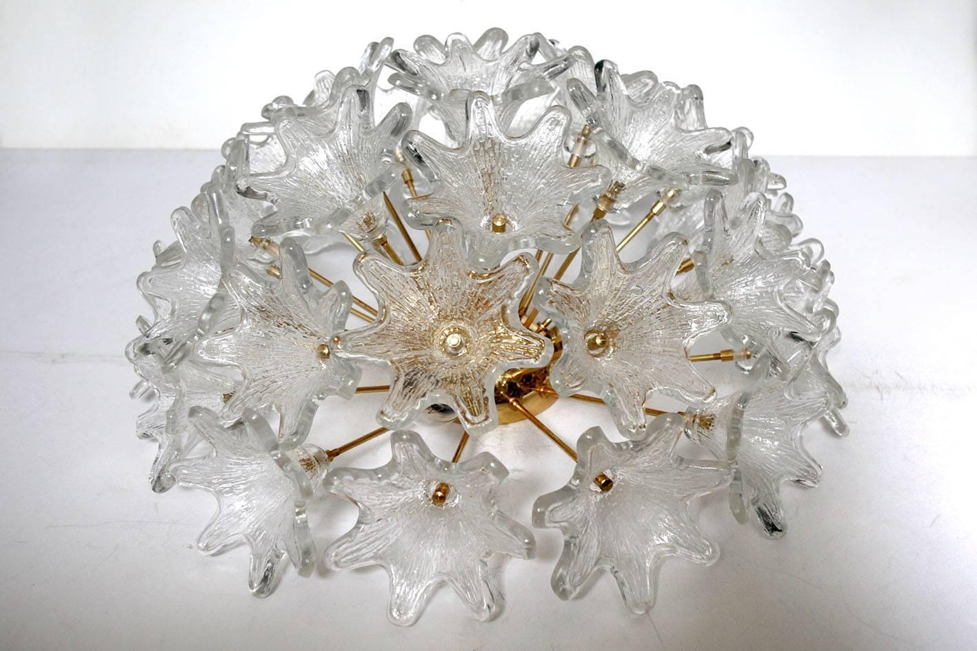 20th Century Murano Glass Wall Ceiling Light Flush Mount Chandelier by Venini for VeArt 1960s
