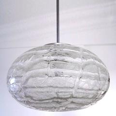 Two Extra Large Massive Glass Globe Pendants Lights, Germany, 1970s