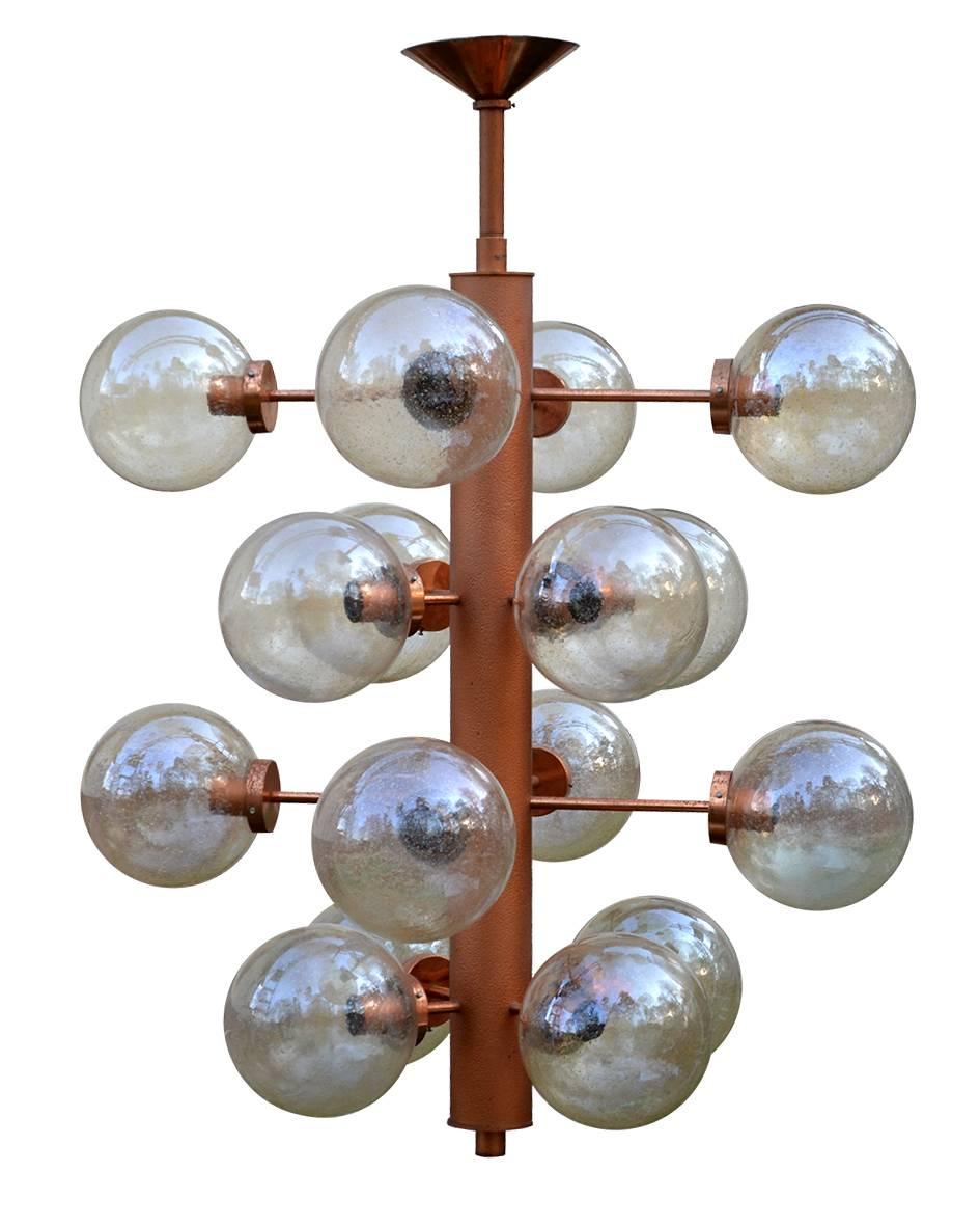 Pair of Giant Sputnik Chandeliers Pendants with 16 Glass Globes, Germany, 1960s 8