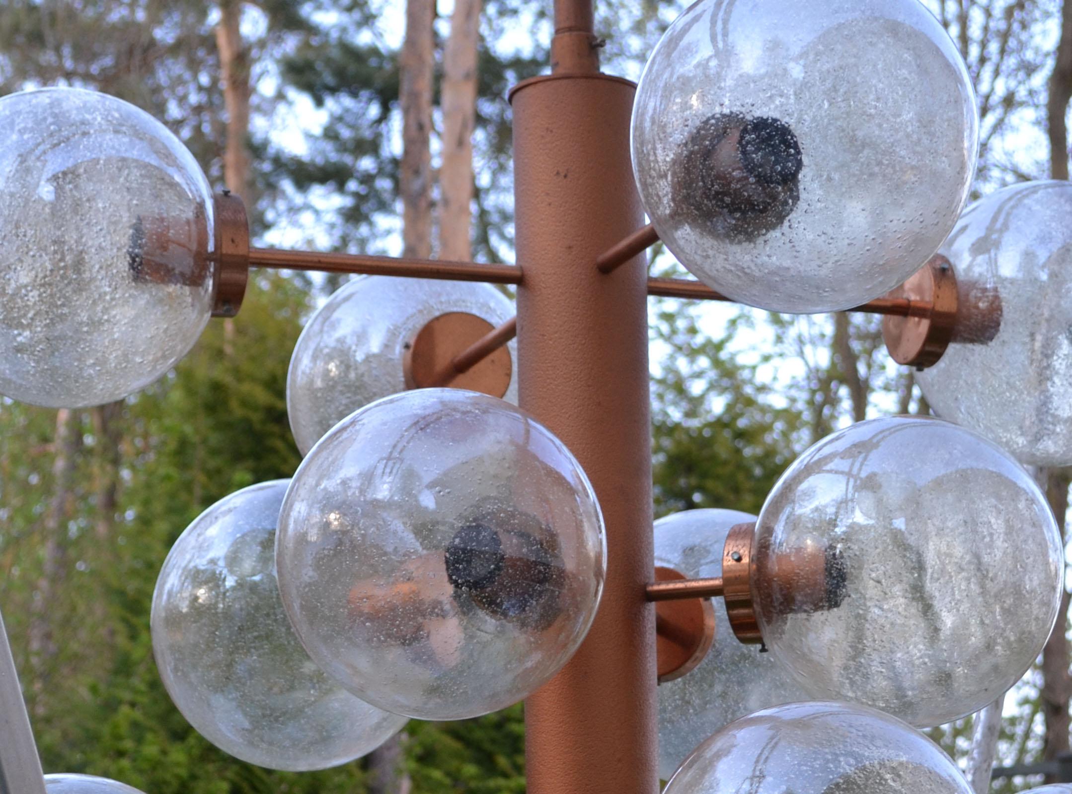 Pair of Giant Sputnik Chandeliers Pendants with 16 Glass Globes, Germany, 1960s 2