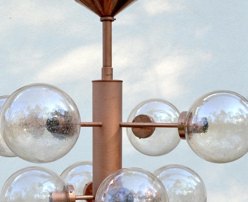 Pair of Giant Sputnik Chandeliers Pendants with 16 Glass Globes, Germany, 1960s 5