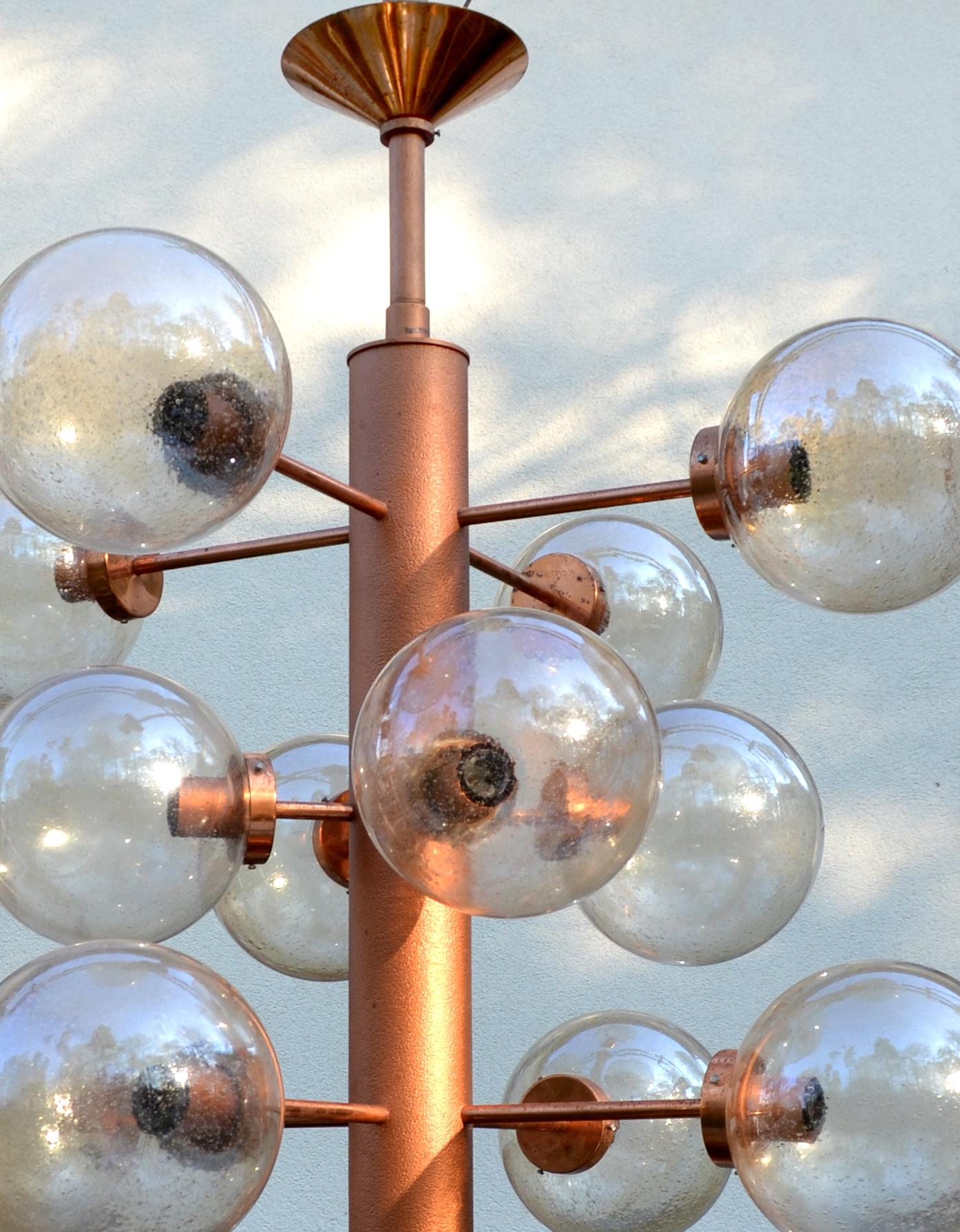 Pair of Giant Sputnik Chandeliers Pendants with 16 Glass Globes, Germany, 1960s 6